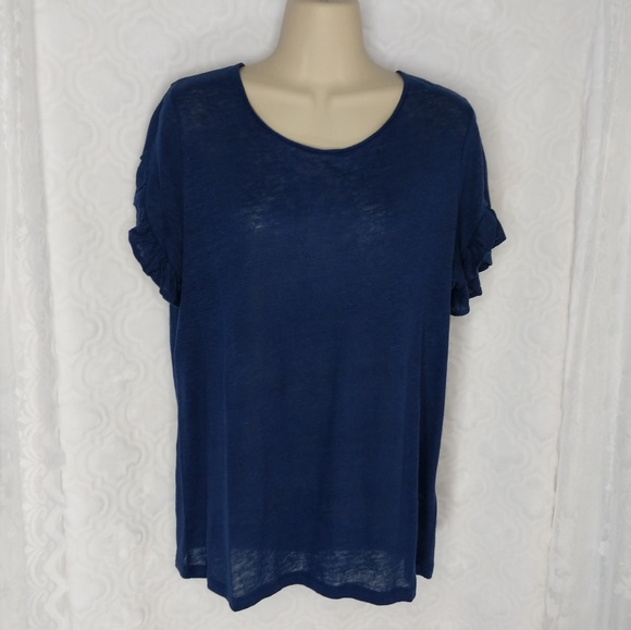 Vineyard Vines Linen Ruffle Tie Back Top NWT Sz M - Picture 6 of 7